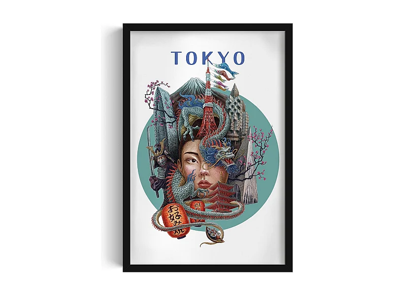 Gerahmtes Bild, japanisches Stadtdekor, schwarzes Rahmenbild Tokio, 40x60 cm Tokio-Kunst, Tokio-Stadtdruck.