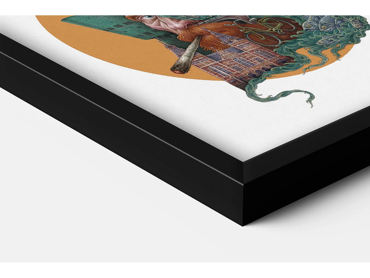 Bild im Rahmen, niederländisches Stadtdekor, Amsterdam schwarz gerahmtes Bild, 50x70 cm Amsterdamer Kunst, urbaner Druck.