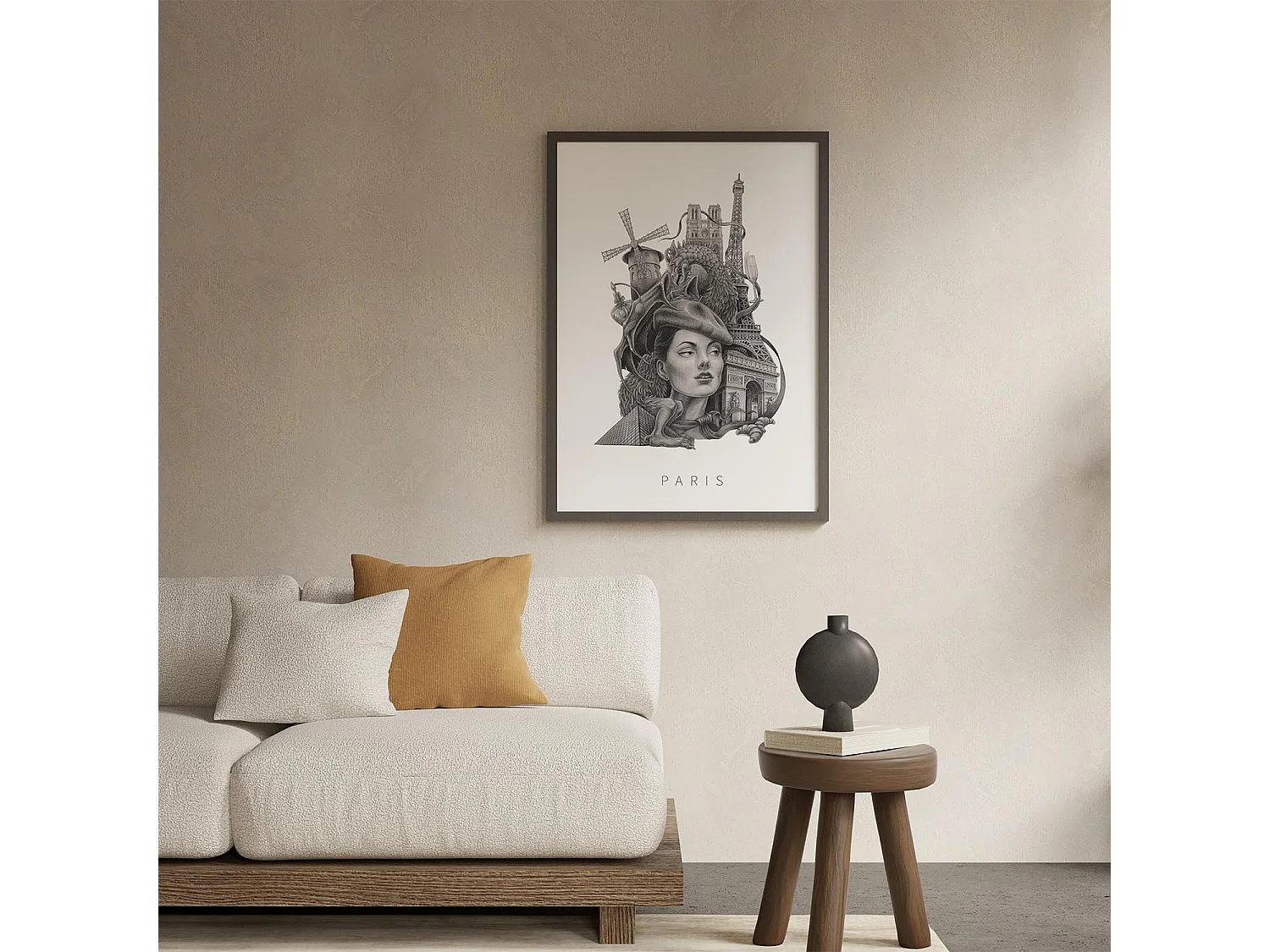 Affiche, décoration française moderne, art Paris, imprimé Paris minimaliste, design Paris 29,7x42 cm.