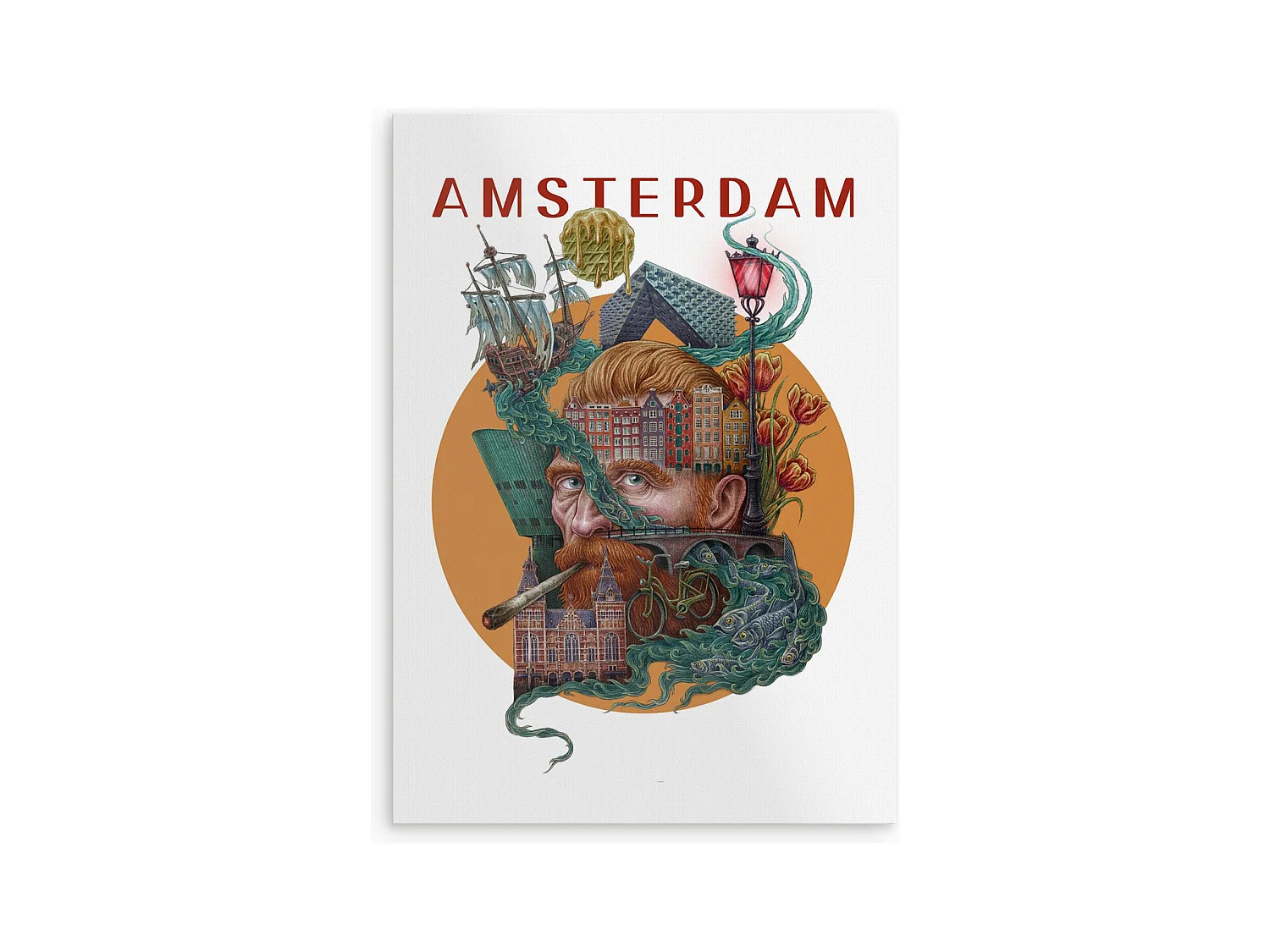 Poster, arredamento della città olandese, Amsterdam, 21x29,7 cm Arte Amsterdam, stampa urbana.