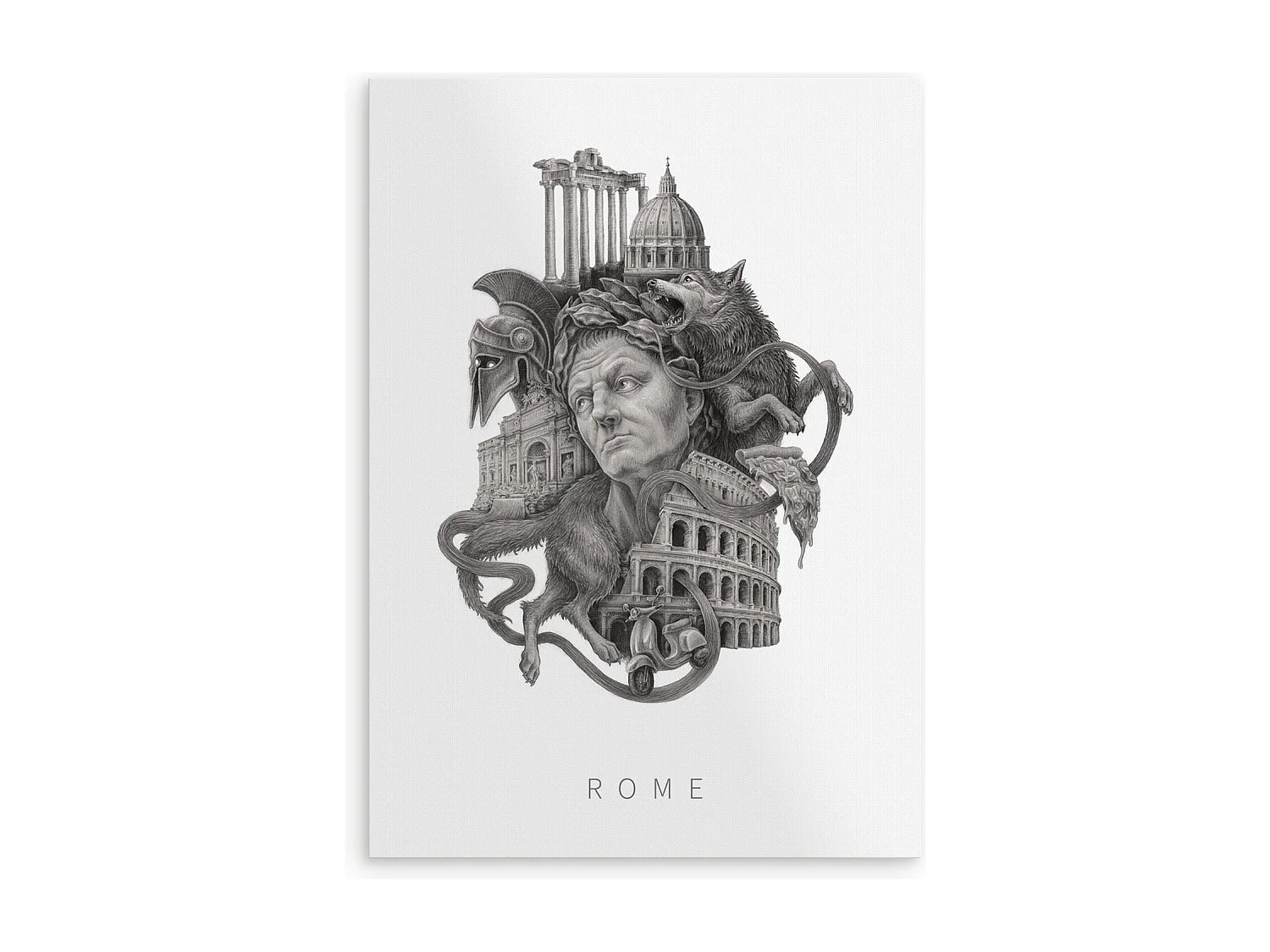 Poster, elegante italienische Dekoration, Rom-Kunst, Stadtplakat von Rom, Rom-Design 21x29,7 cm.