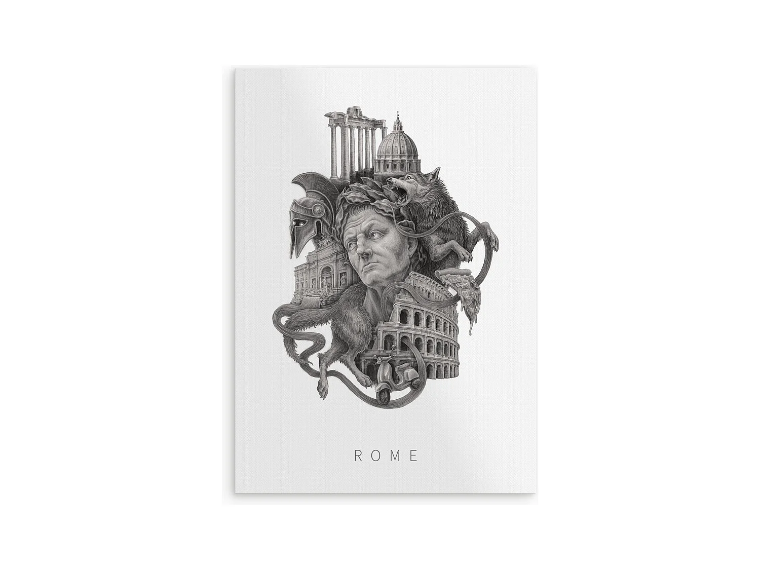 Affiche, décoration italienne élégante, art Rome, affiche urbaine de Rome, design Rome 21x29,7 cm.