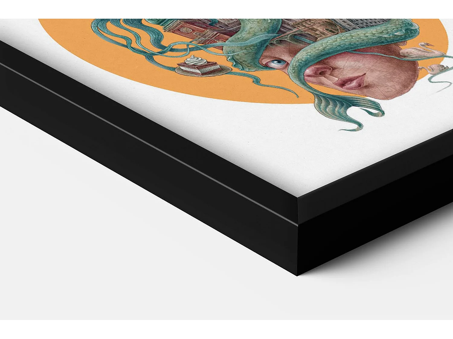 Bild im Rahmen, polnisches Stadtdekor, schwarz gerahmtes Bild Warschau, 50x70 cm Warschauer Kunst, urbaner Druck.