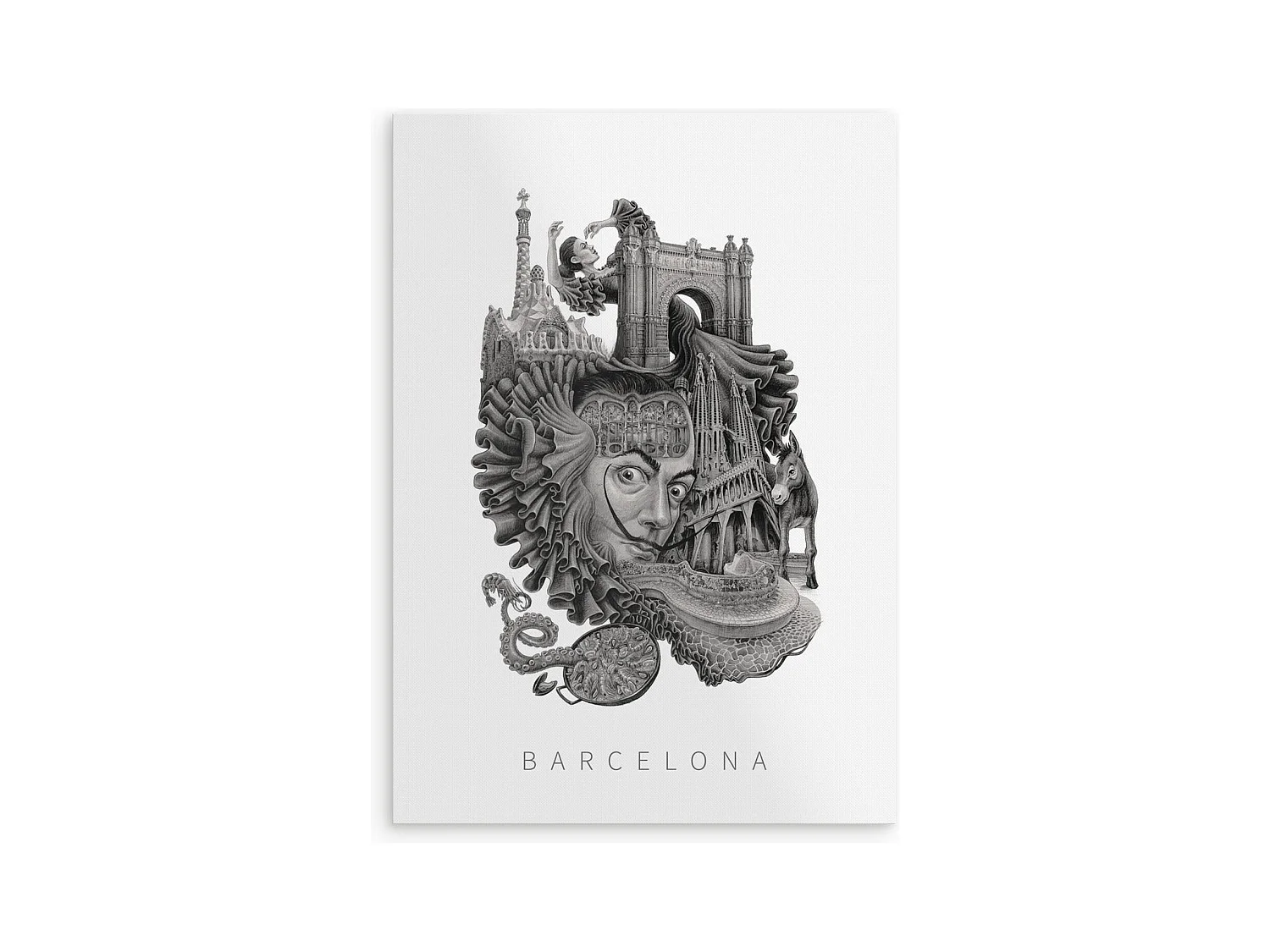 Affiche, décor espagnol vibrant, art Barcelone, imprimé ville minimaliste Barcelone, 59,5x84 cm.
