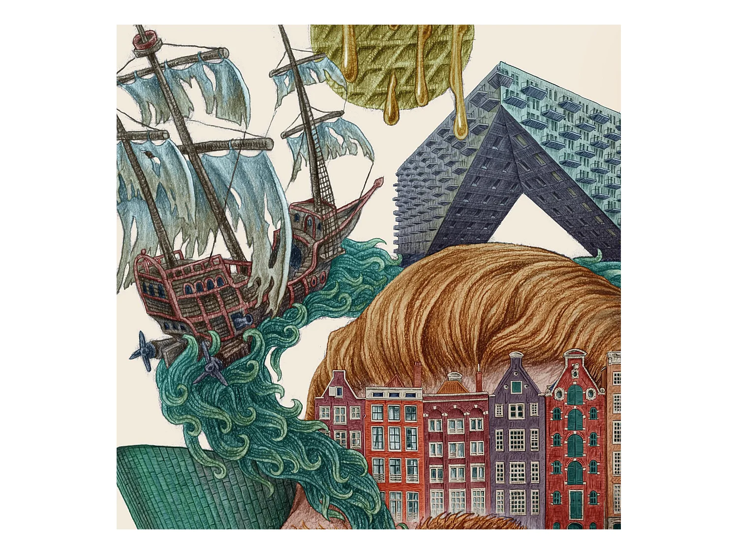 Affiche, décor hollandais moderne, art d'Amsterdam, affiche urbaine d'Amsterdam, impression 29,7x42 cm.