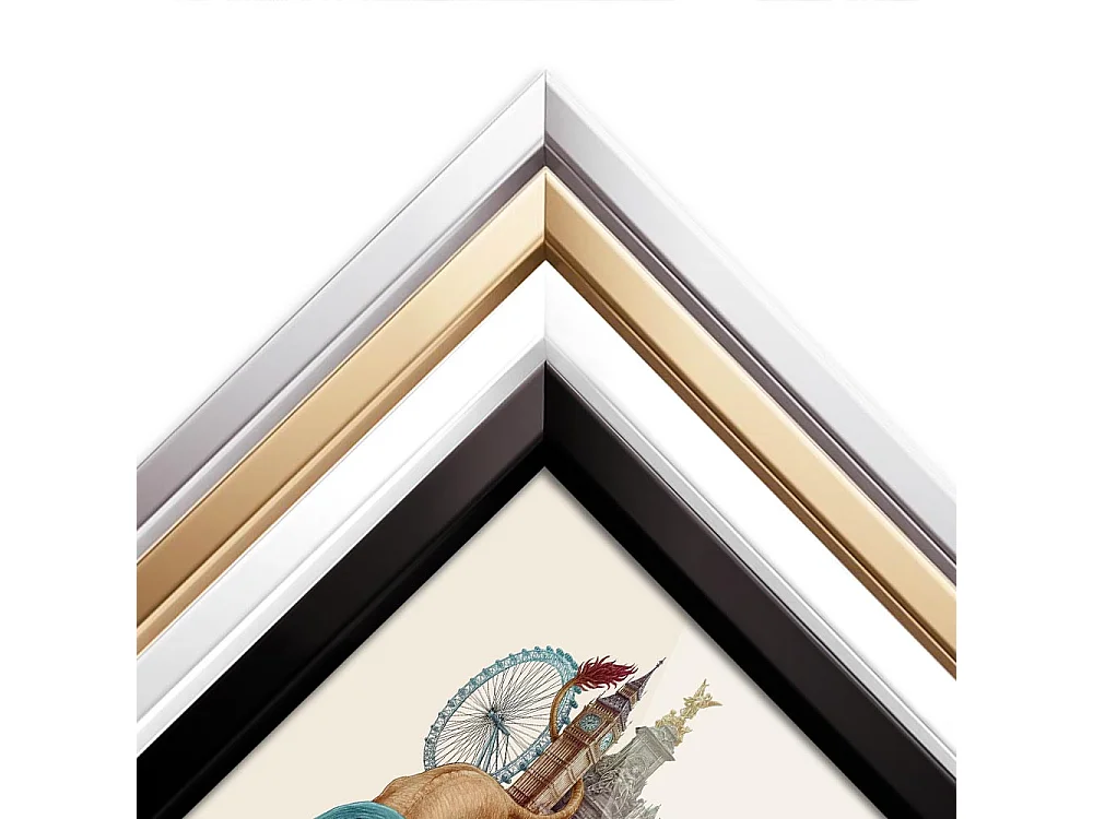 Gerahmtes Bild, Londoner Stadtdekor, weißer Rahmen, Londoner Kunst, minimalistisches Londoner Stadtbild, 70 x 100 cm.