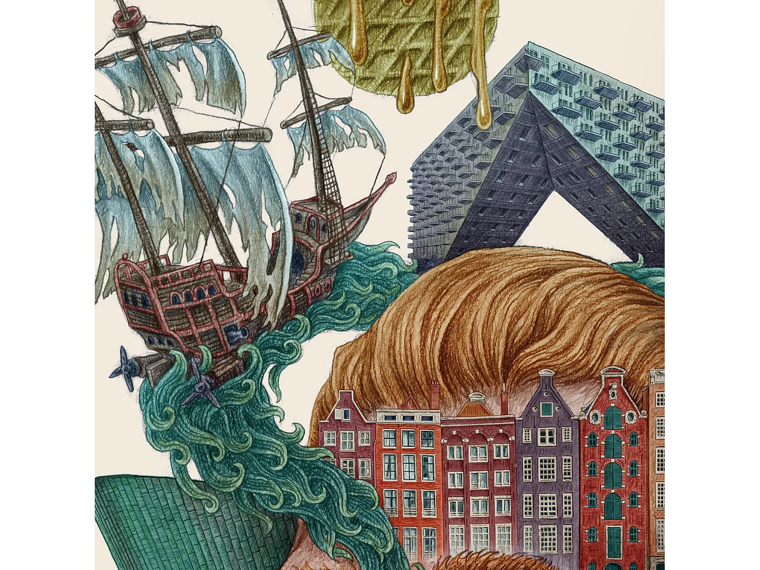 Affiche, décor hollandais moderne, art d'Amsterdam, affiche urbaine d'Amsterdam, impression 59,5x84 cm.