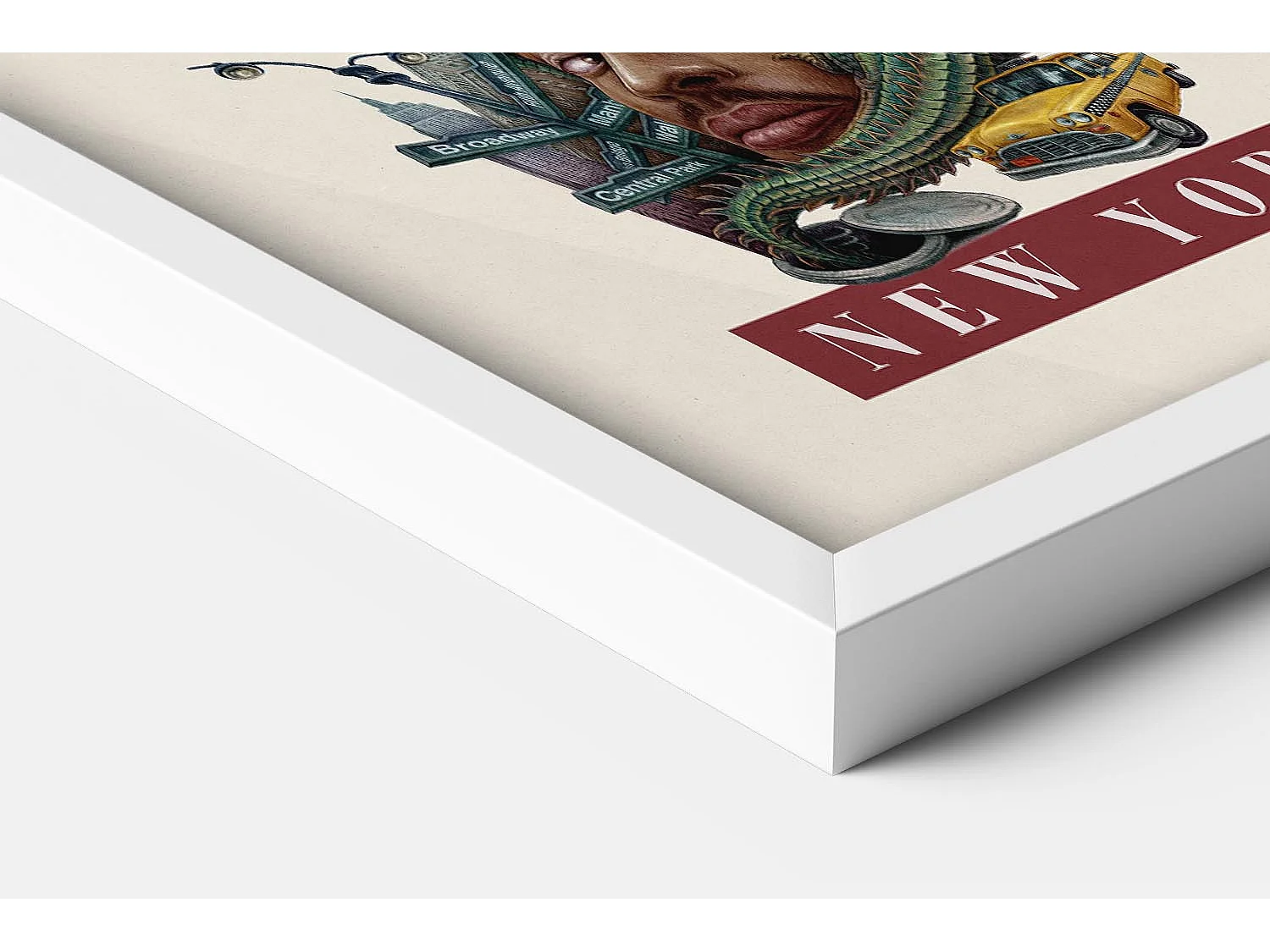 Imagen enmarcada, diseño ciudad americana, arte marco blanco Nueva York, impresión Nueva York 70x100 cm, cartel urbano Nueva York.