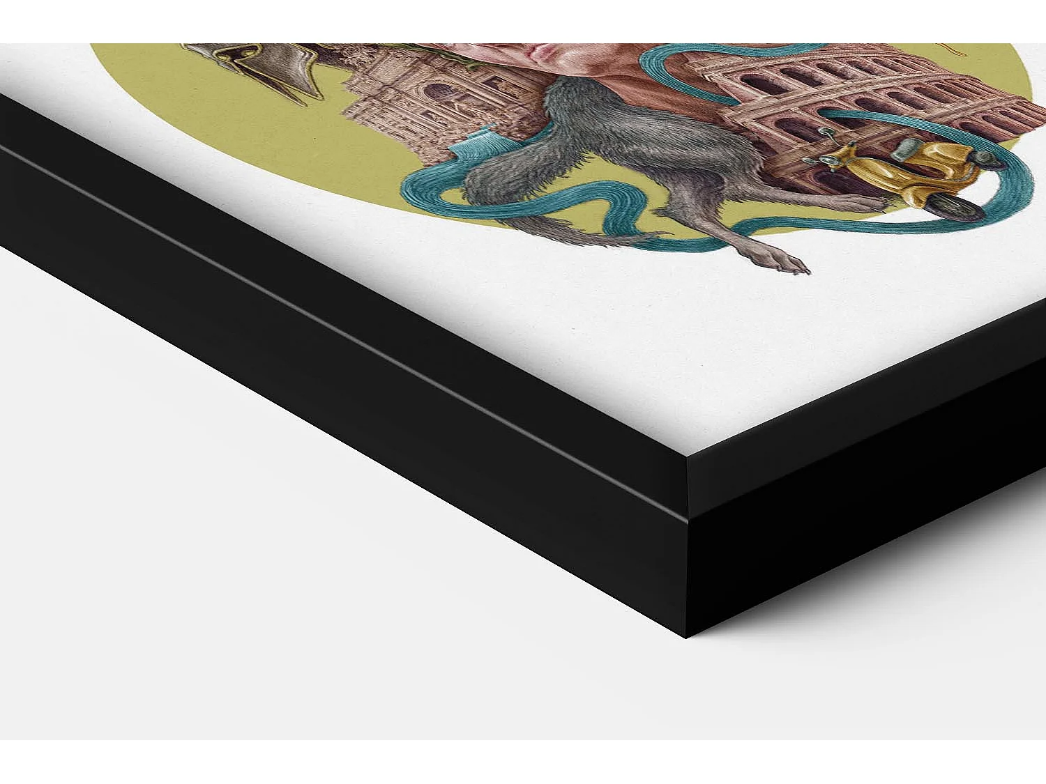 Bild im Rahmen, italienisches Stadtdekor, schwarzes Rahmenbild Rom, 40x60 cm Rom-Kunst, Rom-Stadtdruck.