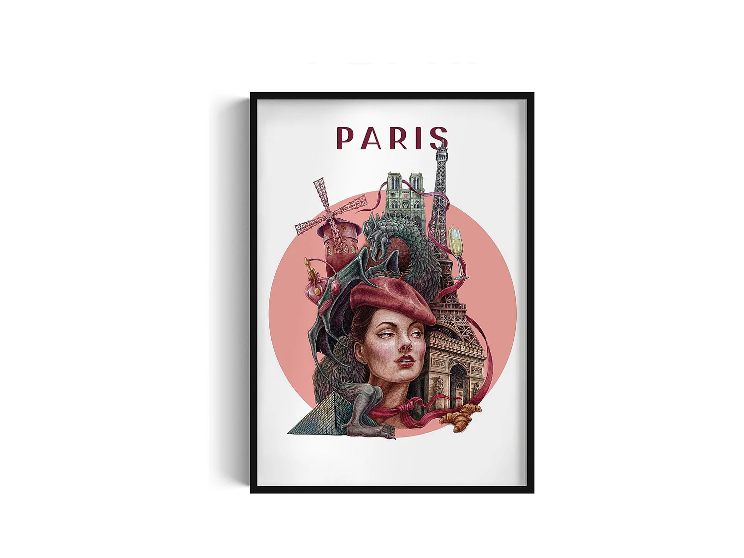 Image encadré, déco ville française, image cadre noir Paris, 70x100 cm Paris art, imprimé urbain Paris.