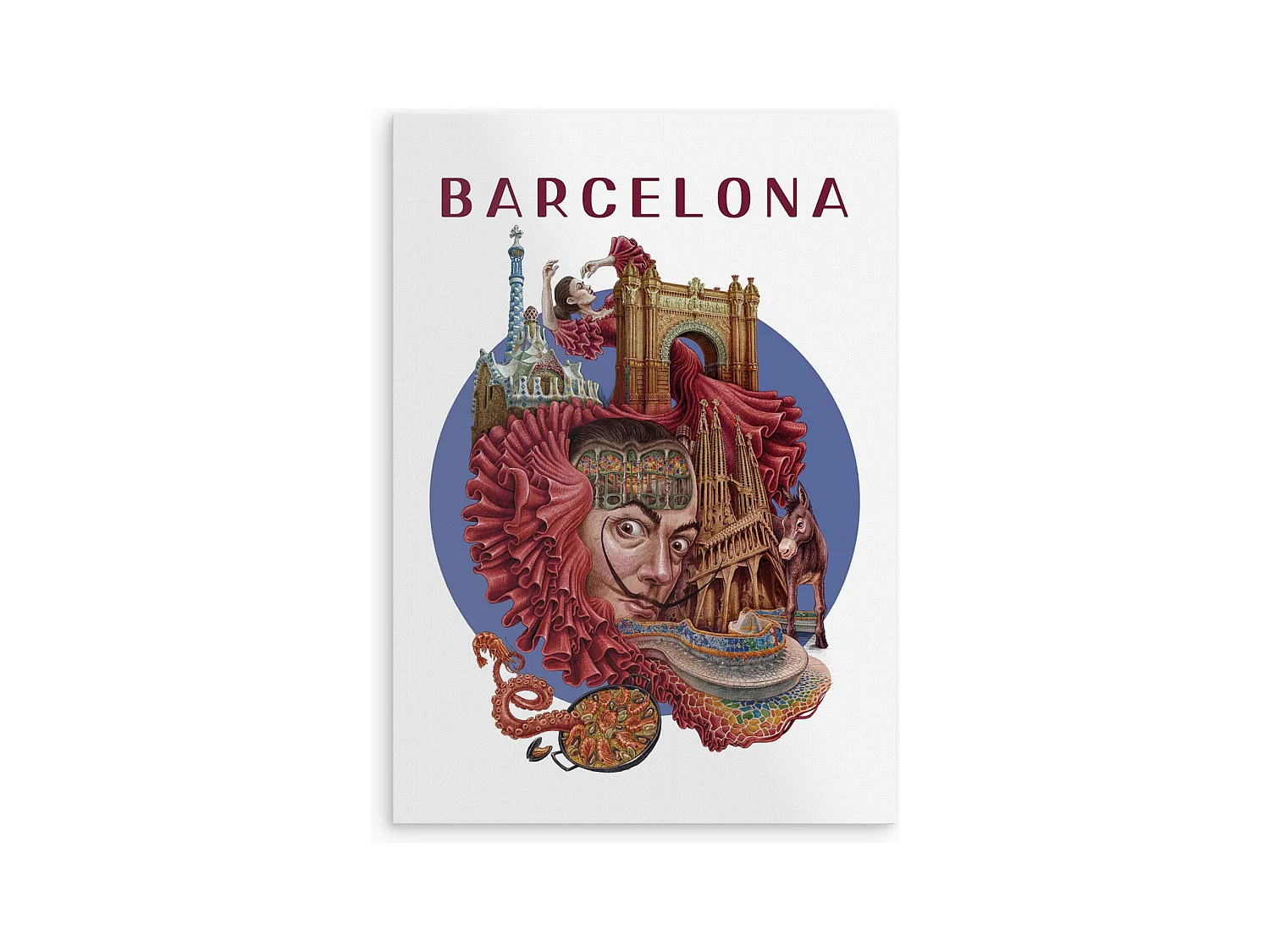 Affiche, décor de ville espagnole, Barcelone, 59,5x84 cm art de Barcelone, imprimé urbain Barcelone.