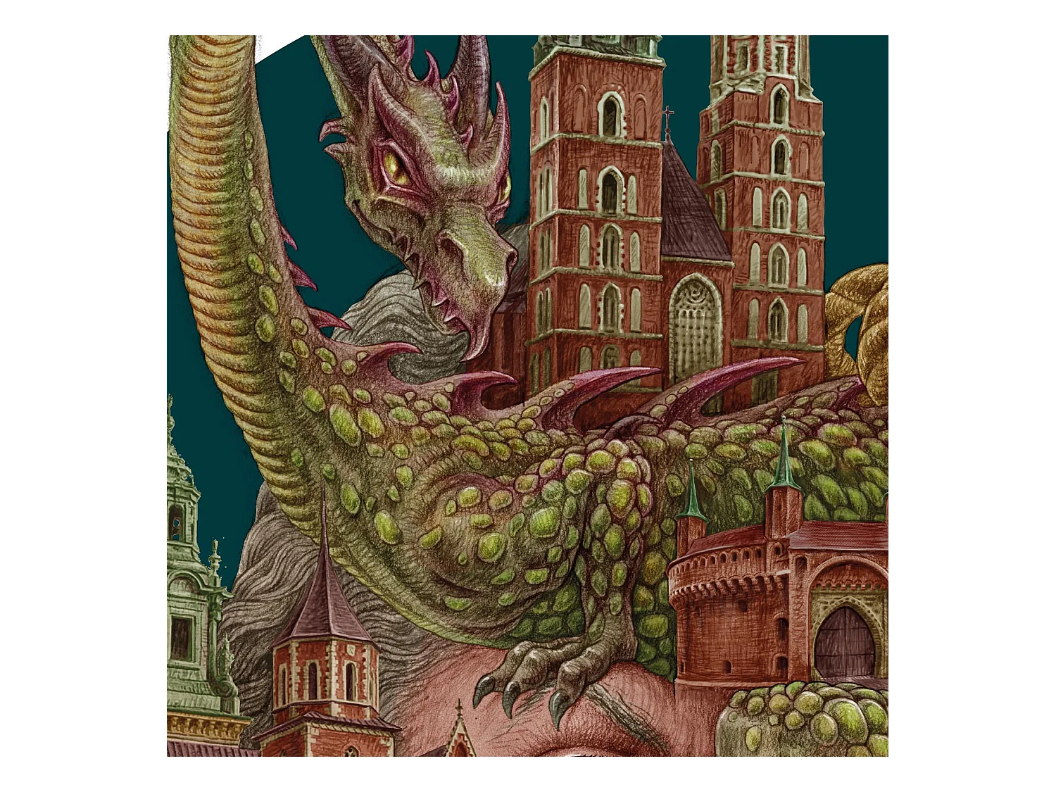 Affiche, décor de la ville polonaise, Cracovie, 59,5x84 cm Art de Cracovie, imprimé urbain.
