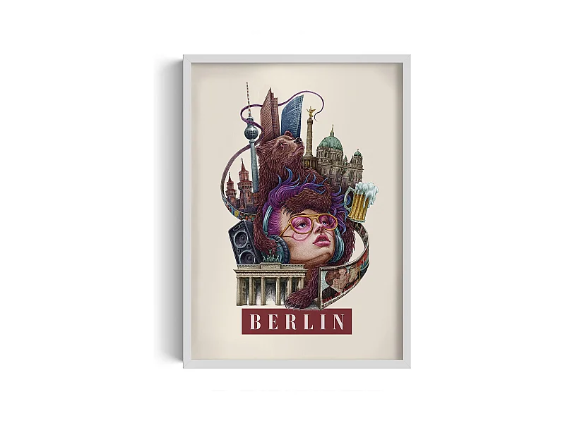 Foto in lijst, modern Duits decor, witte lijst Berlijnse kunst, minimalistische foto Berlijn, 50x70 cm Berlijnse kunst.