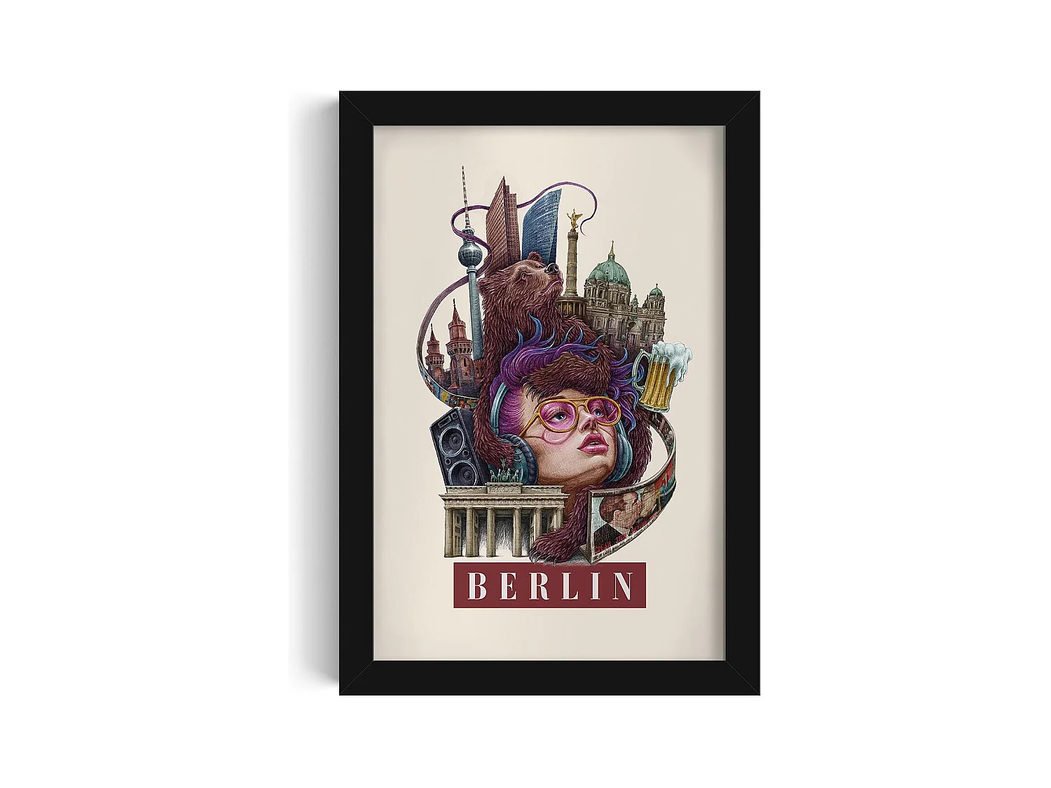 Image dans un cadre, décor allemand moderne, cadre noir Berlin art, image minimaliste Berlin, 20x30 cm Berlin art.