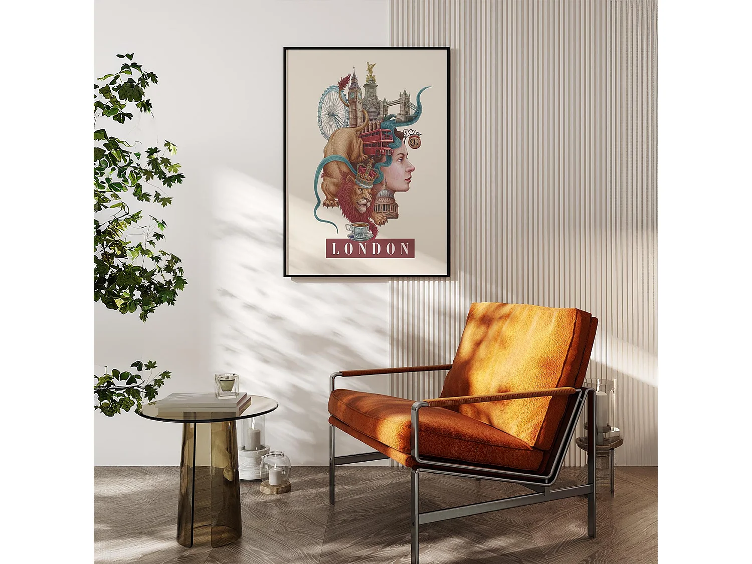 Affiche, décor urbain Londres, Londres art, affiche paysage urbain minimaliste Londres, 42x59,4 cm.