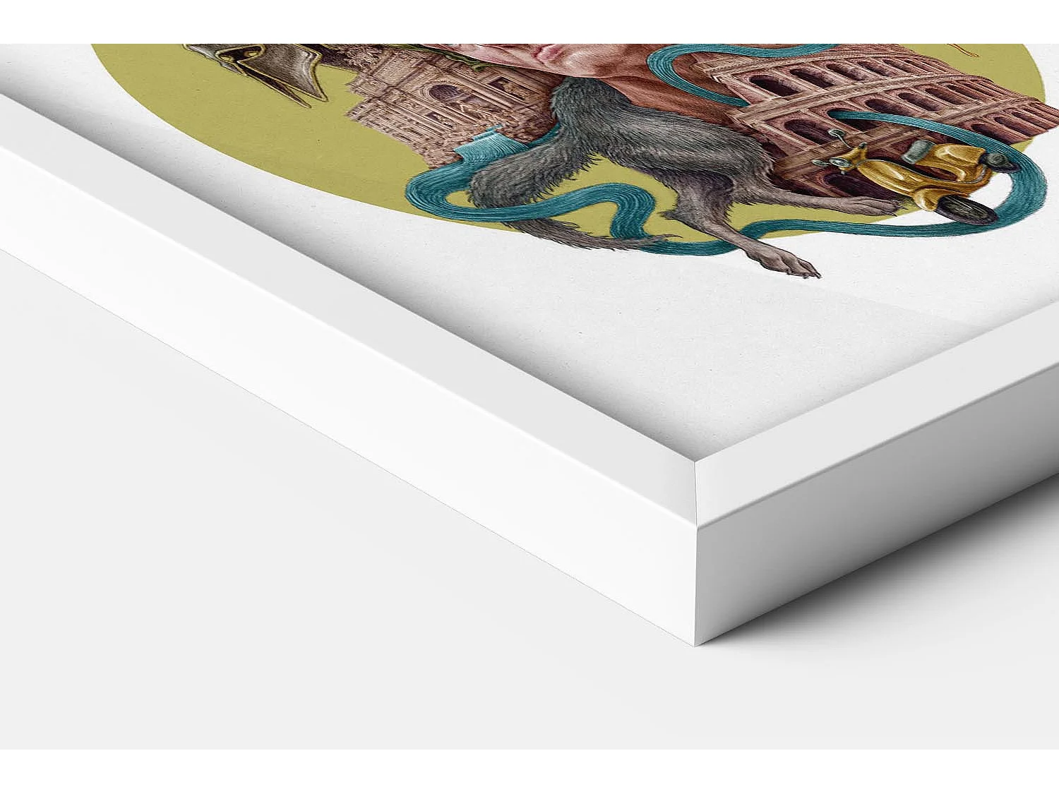 Image dans un cadre, décor de ville italienne, image cadre blanc Rome, 50x70 cm art de Rome, imprimé urbain Rome.