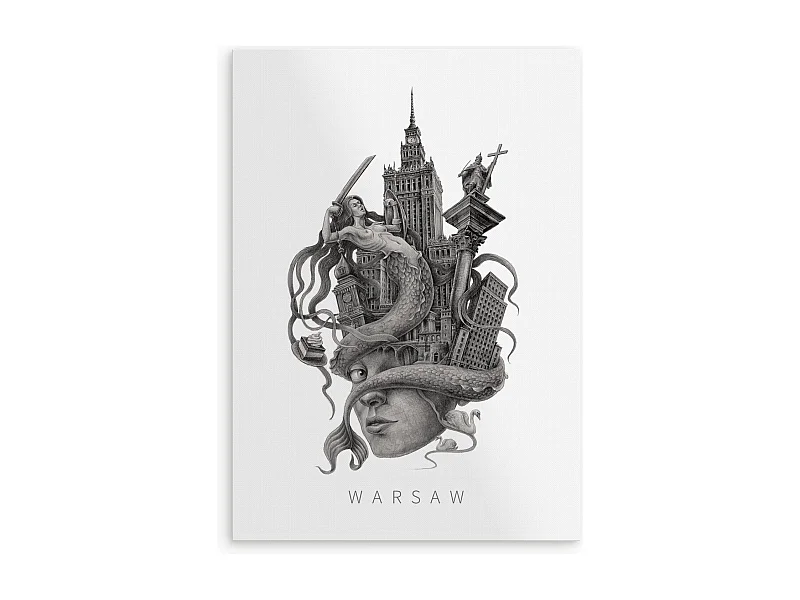 Poster, polnisches Dekor, Warschauer Kunst, Warschauer minimalistischer Druck, urbanes Design 59,5x84 cm.