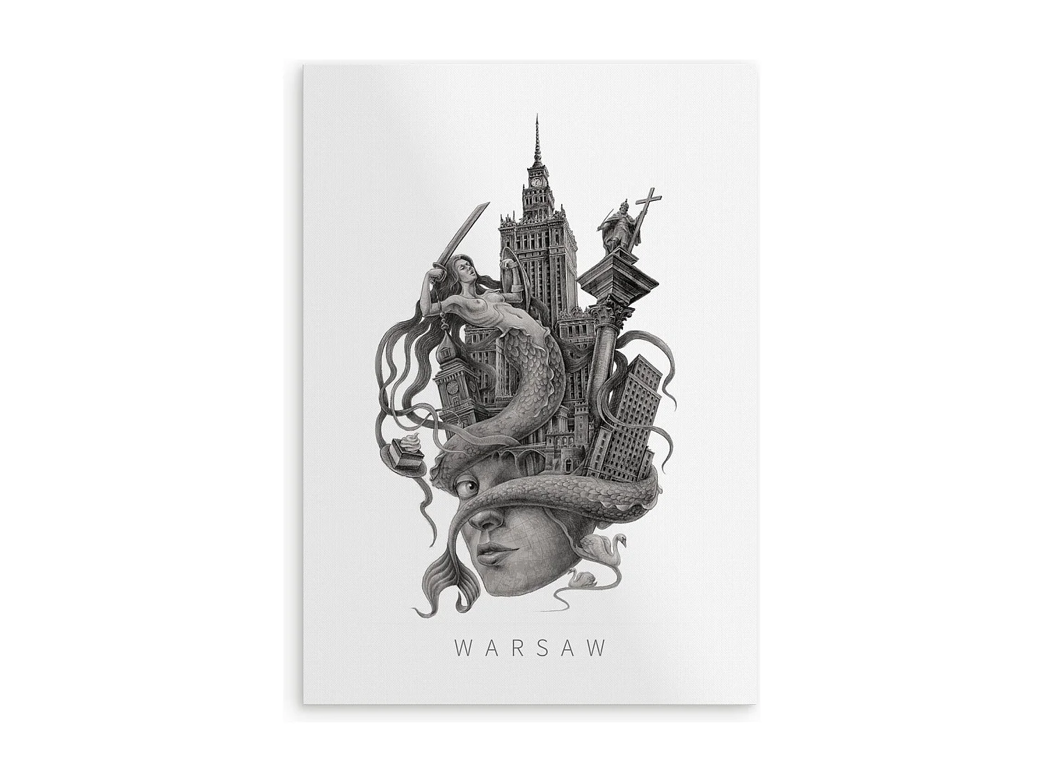 Poster, polnisches Dekor, Warschauer Kunst, Warschauer minimalistischer Druck, urbanes Design 59,5x84 cm.