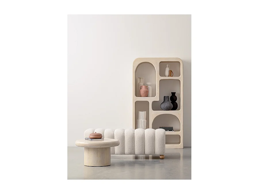 NABOO - Table basse ronde en bois crème