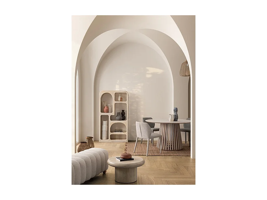 NABOO - Table basse ronde en bois crème