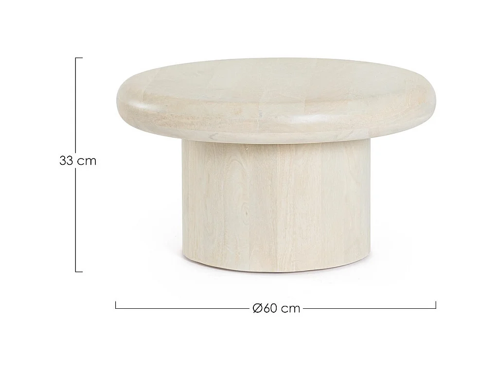 NABOO - Table basse ronde en bois crème