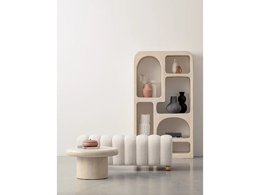 NABOO - Table basse ronde en bois crème