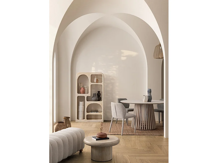 NABOO - Table basse ronde en bois crème