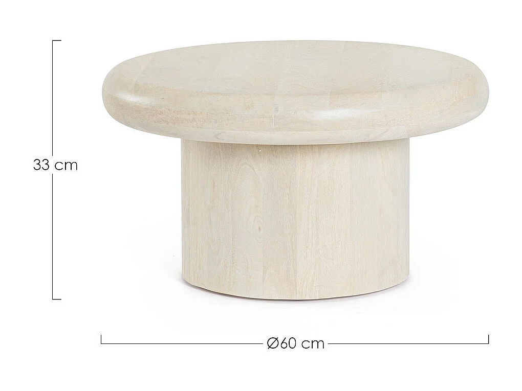 NABOO - Table basse ronde en bois crème
