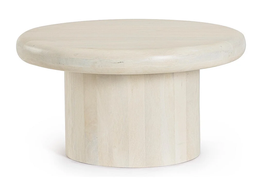 NABOO - Table basse ronde en bois crème D75