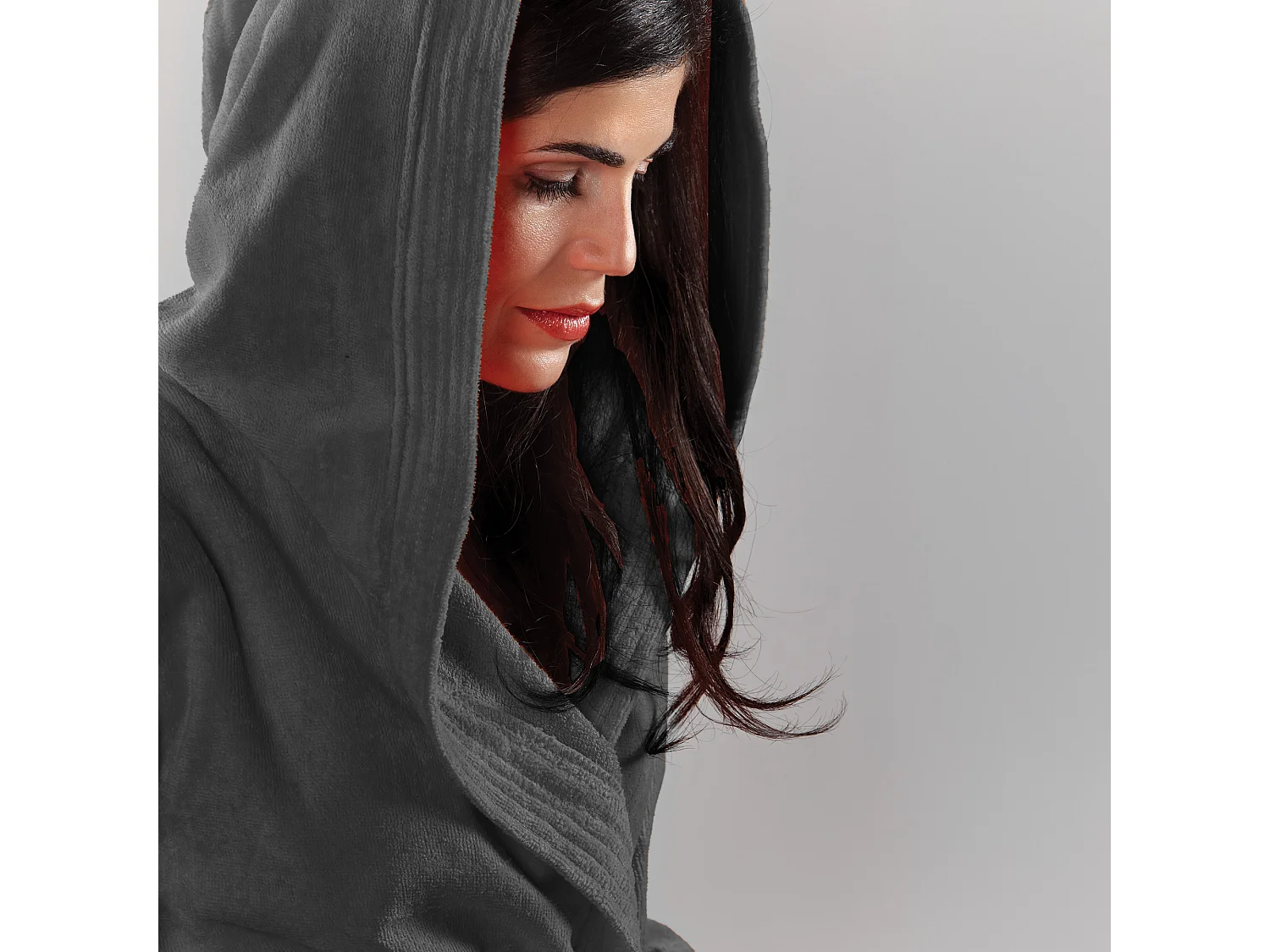 Peignoir à capuche adulte COOL coton XXL velours gris Anthracite