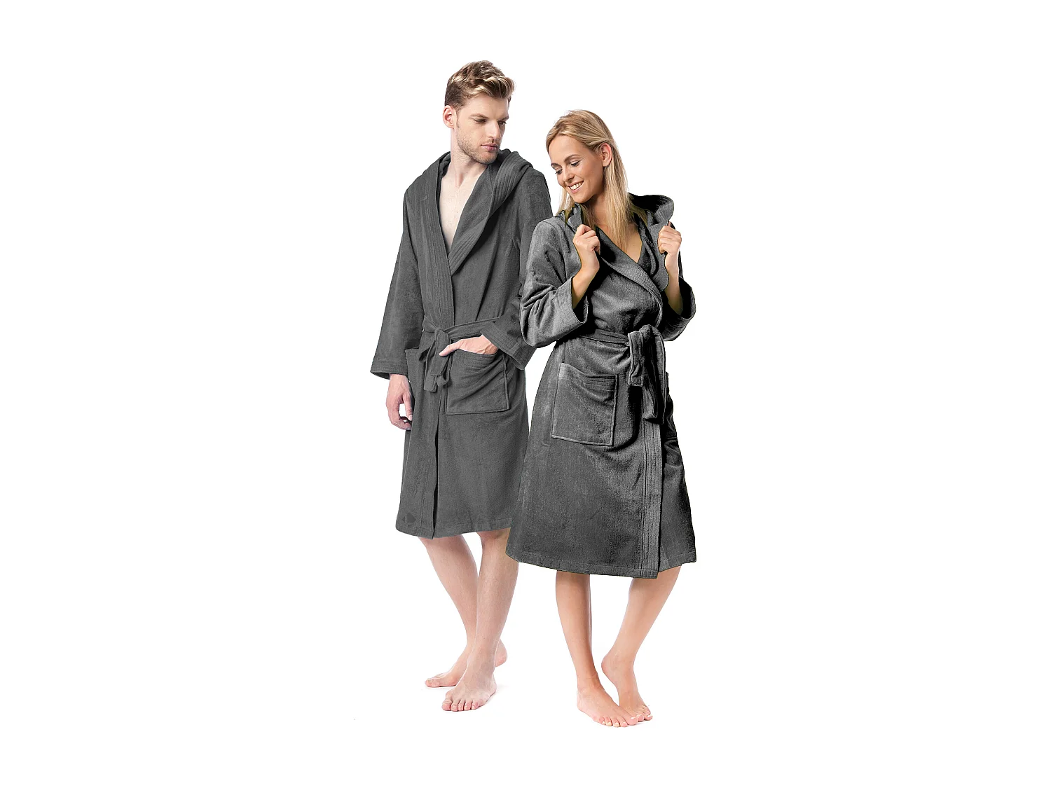 Peignoir à capuche adulte COOL coton XXL velours gris Anthracite