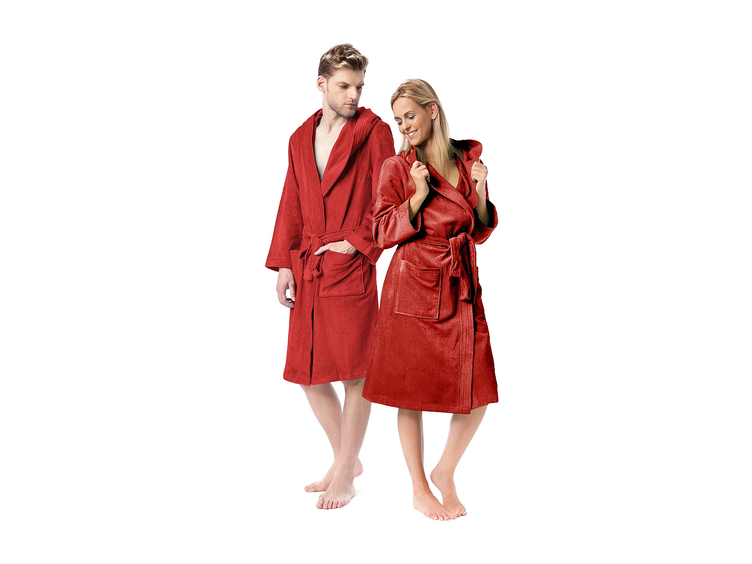Peignoir à capuche adulte COOL coton XXL velours Rouge