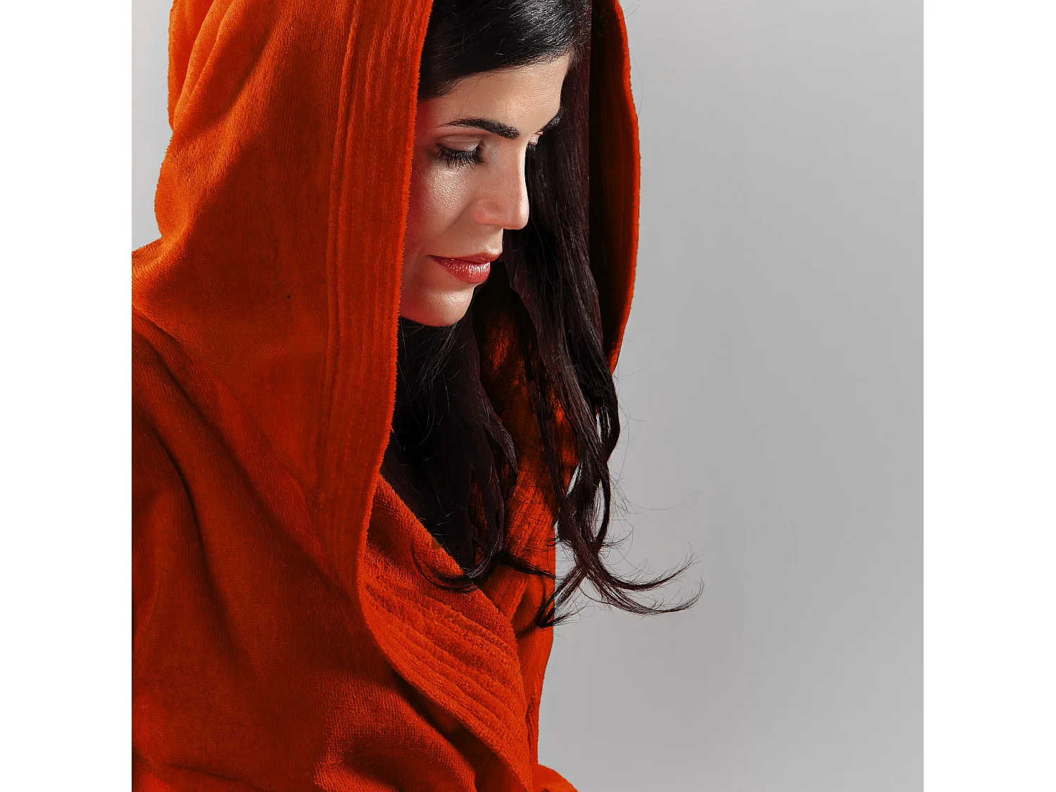 Peignoir à capuche adulte COOL coton XXL velours Rouge