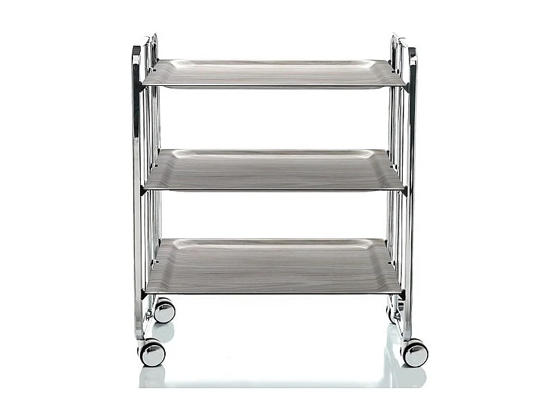 Desserte pliante BAUHAUS avec roulettes – Structure chromée, 3 niveaux, 3 positions