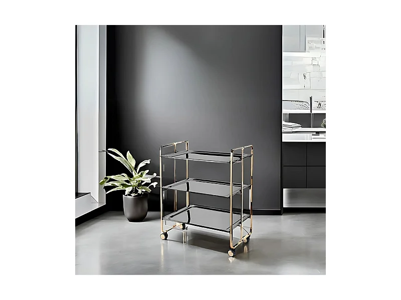 Desserte pliante 3 niveaux avec roulettes – Structure recouverte d'un bain d'or, BAUHAUS
