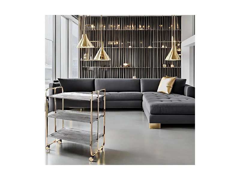 Desserte pliante 3 niveaux avec roulettes – Structure recouverte d'un bain d'or, BAUHAUS