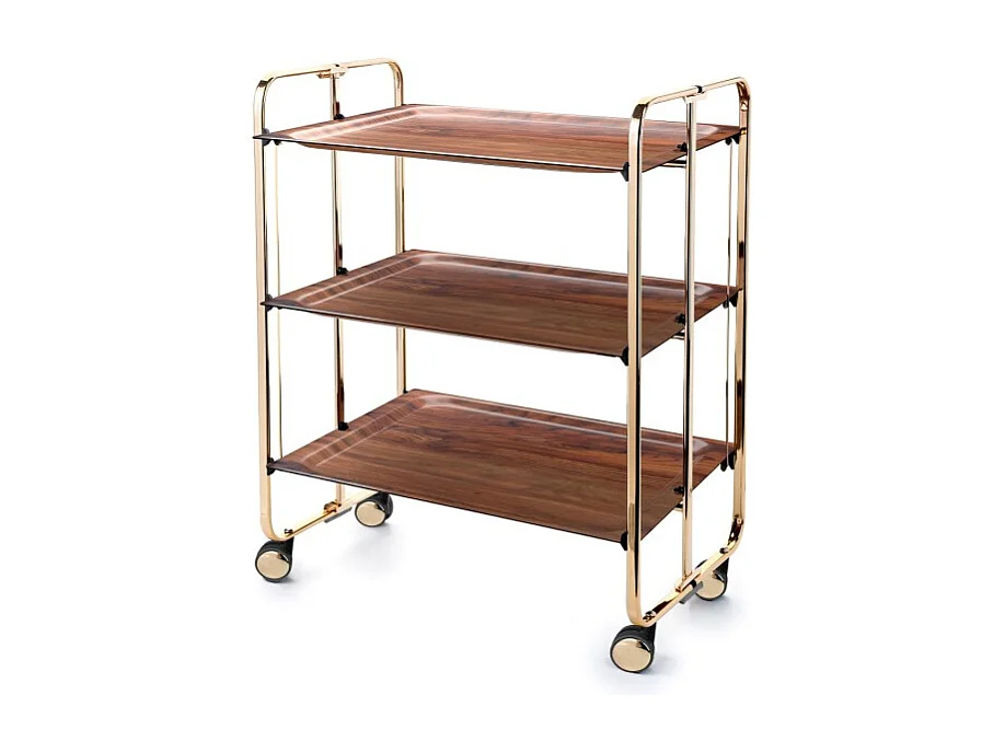 Carrello salvaspazio cucina, pieghevole, 3 ripiani, BAUHAUS. Struttura bagno d'oro