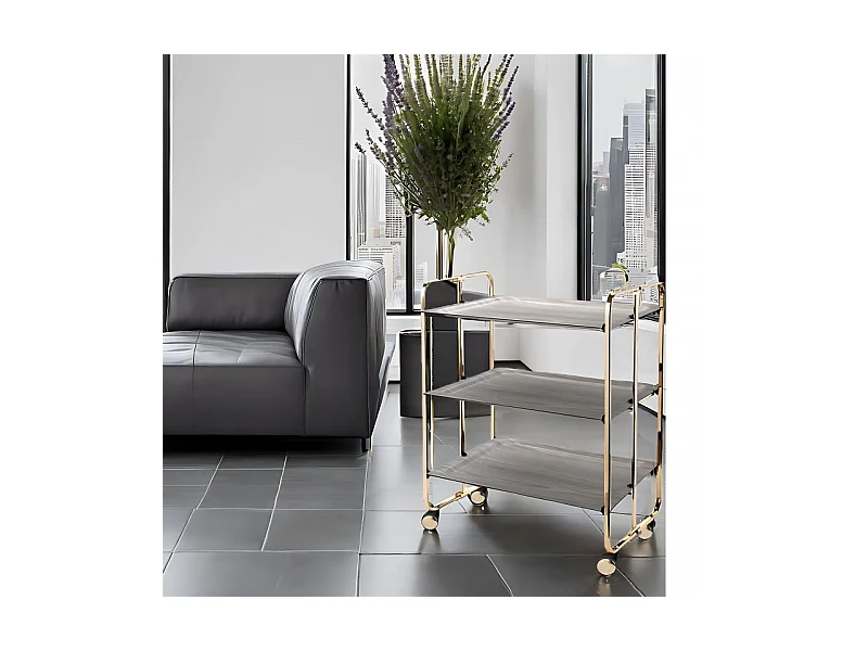 Desserte pliante 3 niveaux avec roulettes – Structure recouverte d'un bain d'or, BAUHAUS