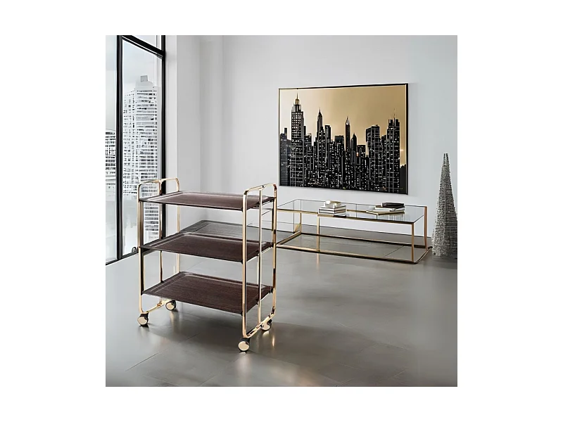 Desserte pliante 3 niveaux avec roulettes – Structure recouverte d'un bain d'or, BAUHAUS
