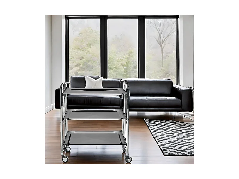 Desserte pliante 3 niveaux avec roulettes – Structure chromée, BAUHAUS