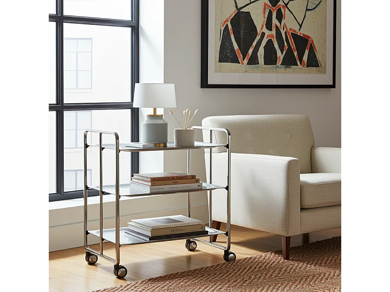 Carrello salvaspazio cucina, pieghevole, 3 ripiani, BAUHAUS. Struttura cromata