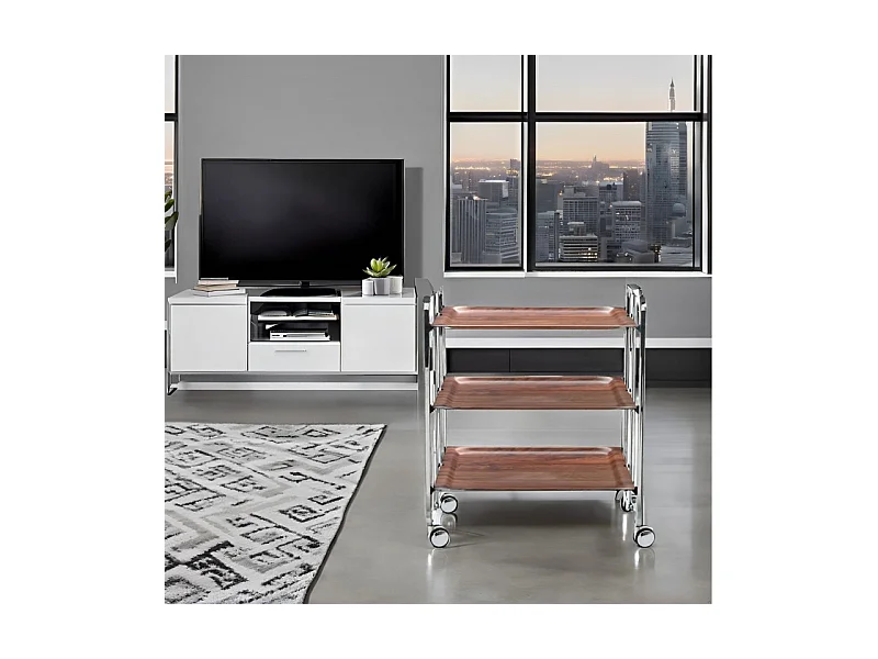 Desserte pliante 3 niveaux avec roulettes – Structure chromée, BAUHAUS