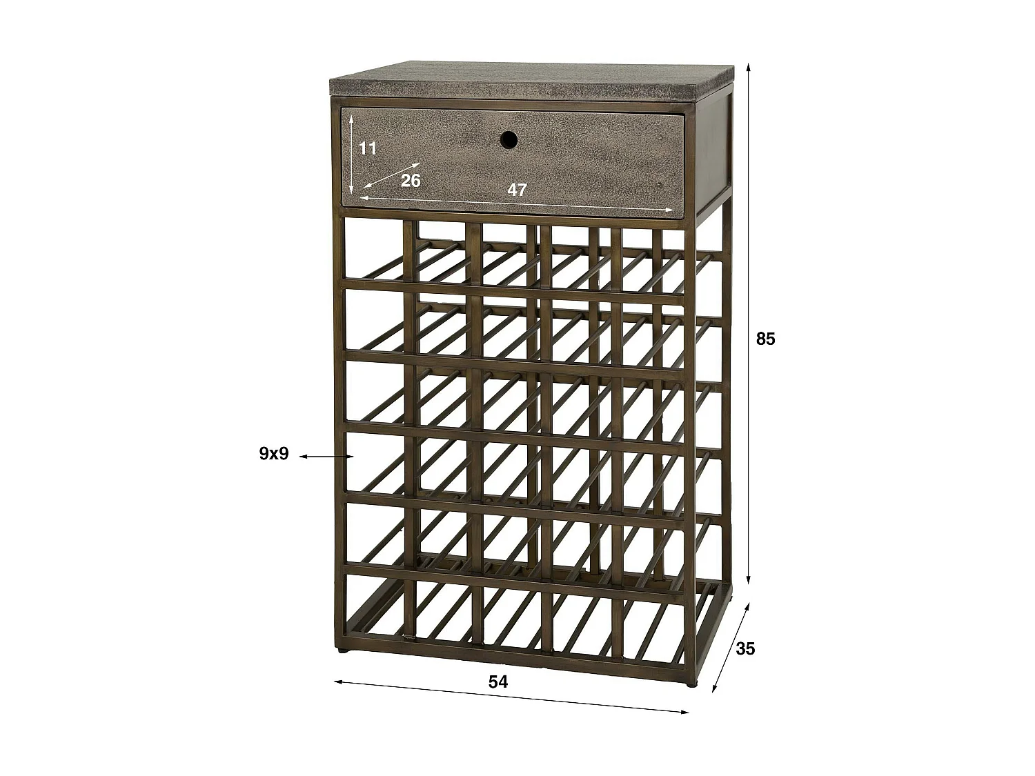 Meuble range-bouteilles vintage avec tiroir de rangement RALF