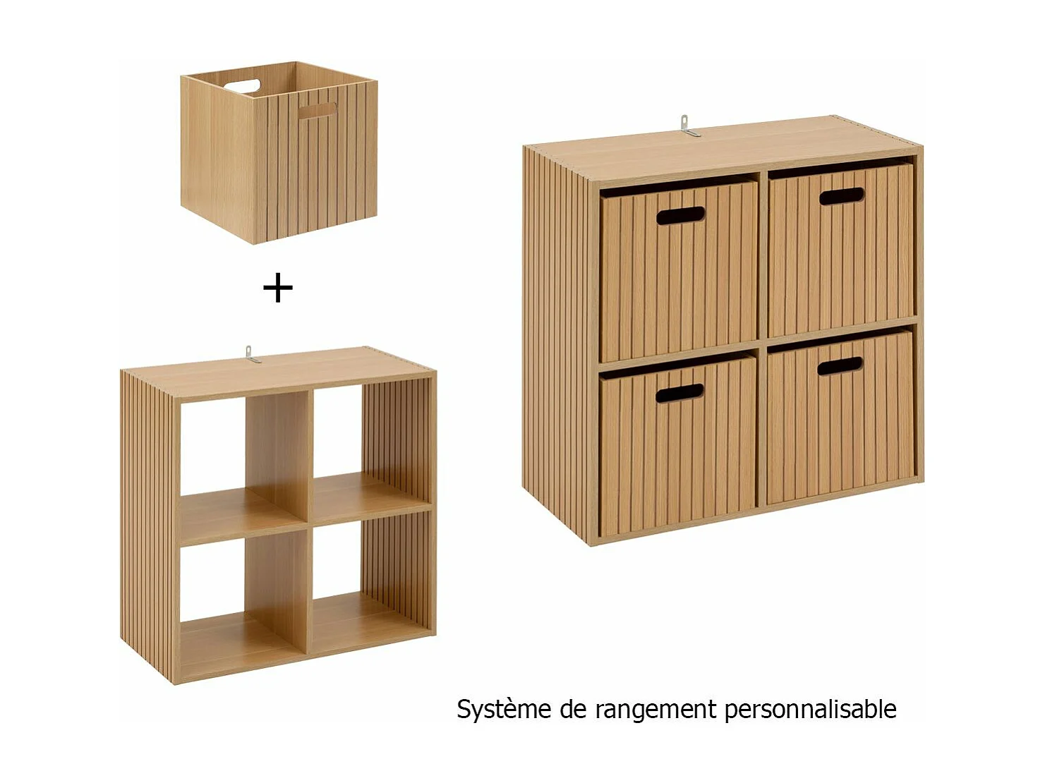Étagère 4 Cases Mix "Tasso" 68cm Naturel
