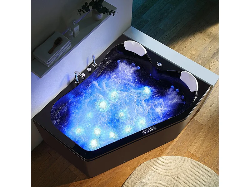 Baignoire balnéo MARINA BLACK 2 places ARCHIPEL® 181x151 - DROITE