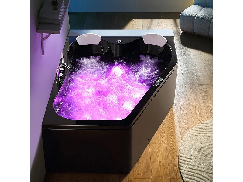 Baignoire balnéo MARINA BLACK 2 places ARCHIPEL® 181x151 - DROITE