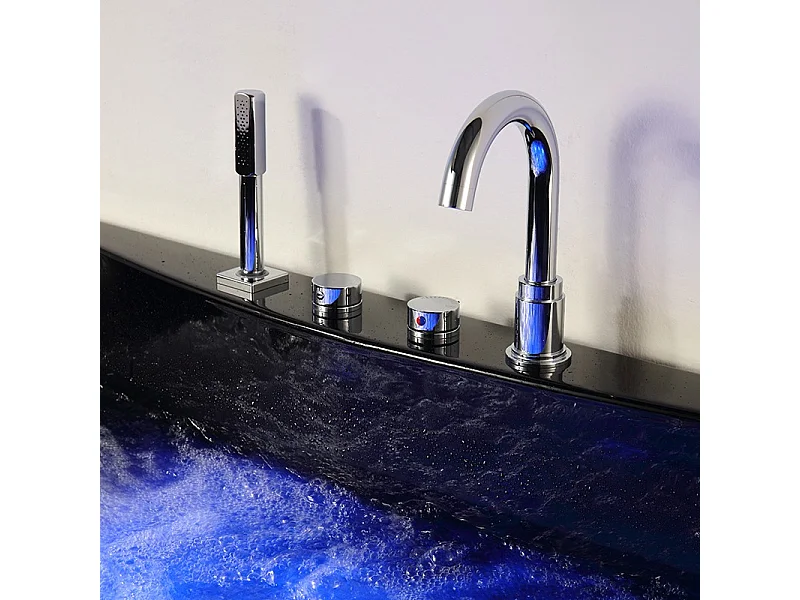 Baignoire balnéo MARINA BLACK 2 places ARCHIPEL® 181x151 - GAUCHE