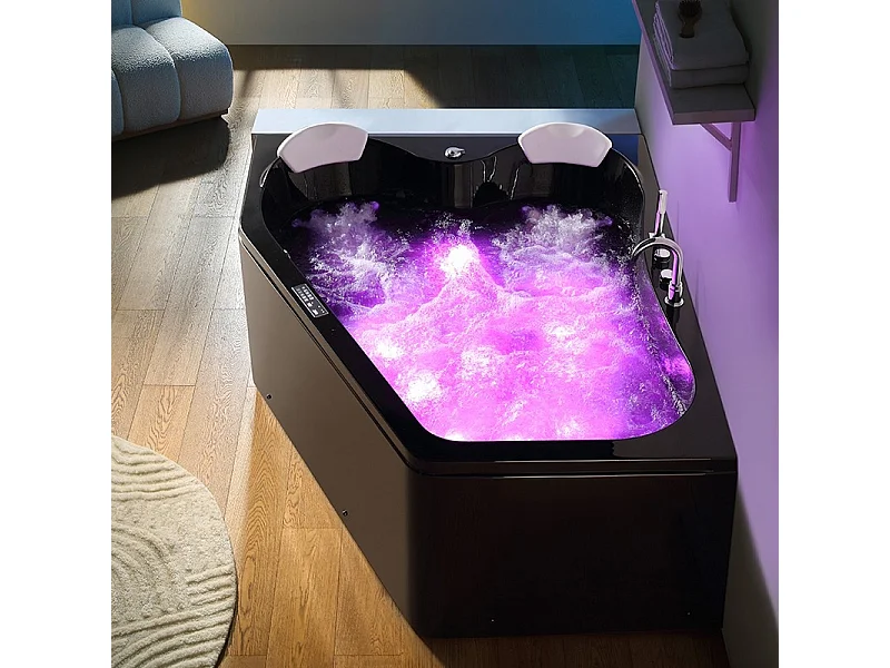 Baignoire balnéo MARINA BLACK 2 places ARCHIPEL® 181x151 - GAUCHE