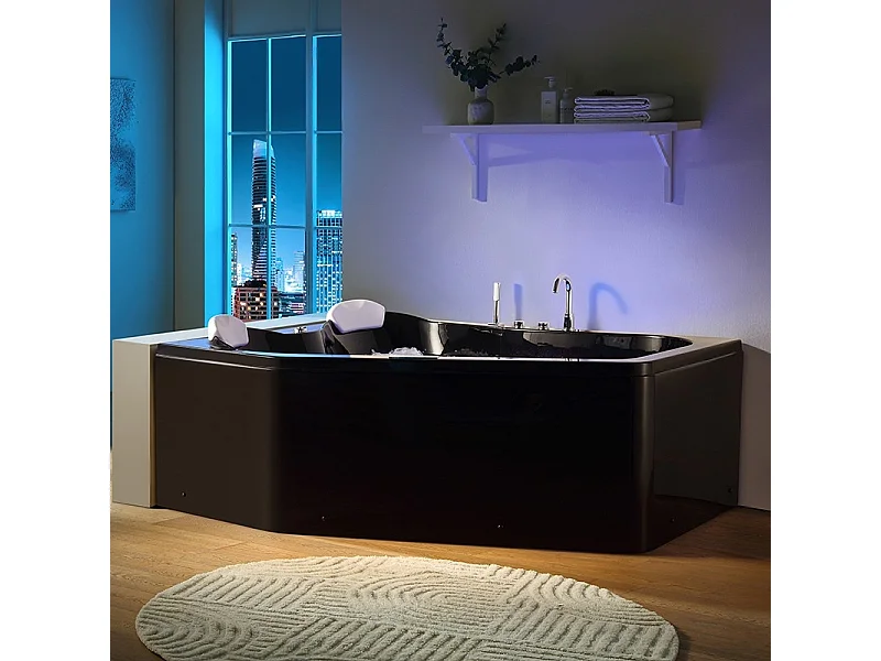 Baignoire balnéo MARINA BLACK 2 places ARCHIPEL® 181x151 - GAUCHE