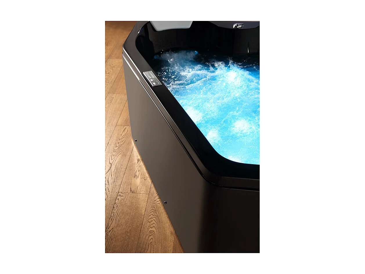 Baignoire balnéo MARINA BLACK 2 places ARCHIPEL® 181x151 - GAUCHE